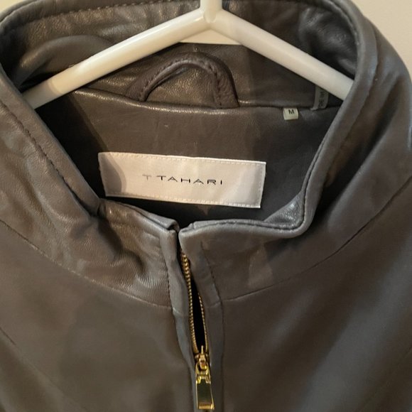 T Tahari Leather Jacket - Picture 5 of 8